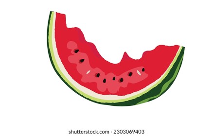 
Watermelon vector illustration. Half eaten watermelon. Summer fruit theme and concept. Flat vector in cartoon style.
