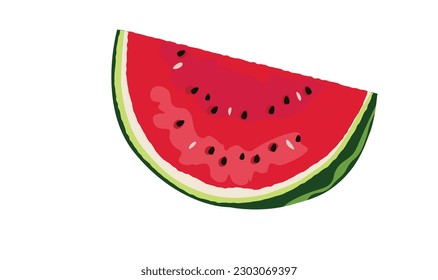 Watermelon vector illustration. Watermelon in half shape. Summer fruit theme and concept. Flat vector in cartoon style. Tropical fruit.
