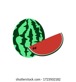 Watermelon vector illustration icon. Watermelon icon in two-dimensional shape. The concept of fruits by using a watermelon icon.