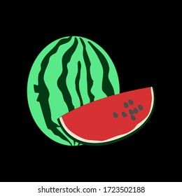 Icono de ilustración vectorial de sandía. Icono de sandía en forma bidimensional. El concepto de frutas utilizando un icono de sandía.