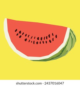 Watermelon vector illustration image on yellow background