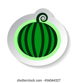 Watermelon vector illustration isolated on white background. Flat style fruit with shadow. Garden fruit watermelon patch. Watermelon sticker style image. Summer fruit harvest. Minimal style watermelon
