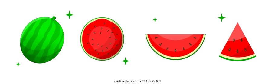 Watermelon vector illustration pack, watermelon  colored icon bundle