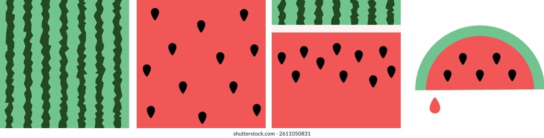 watermelon vector illustration set collection