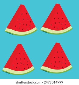 Watermelon vector illustration. Watermelon Slice Set.