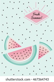 Watermelon vector illustration. Tropical fruit. Summer feeling