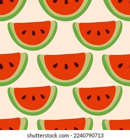 Watermelon vector ilustration seamless patern.Great for textile,fabric,wrapping paper,and any print.Vintages style.