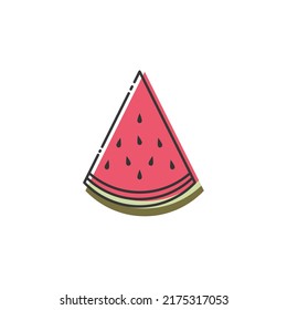 Vector de sandía aislado. Icono de la sandía de dibujos animados sobre fondo blanco. Icono para diseño web, aplicaciones, pegatinas, banner, afiches, uso de impresión y parte del logo. 