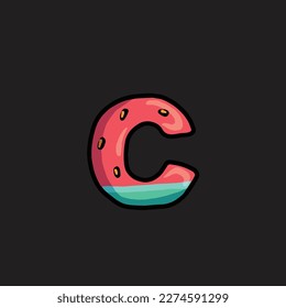 watermelon vector letter c from fruit strain weed food