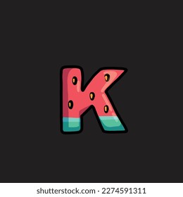 watermelon vector letter k from fruit strain weed food