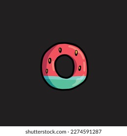 letra vectorial de la sandía o de la hierba de la fruta