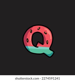 watermelon vector letter q from fruit strain weed food