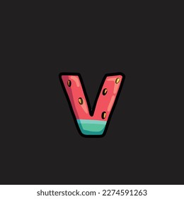 watermelon vector letter v from fruit strain weed food