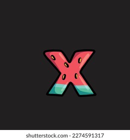 watermelon vector letter x from fruit strain weed food