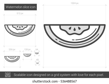 Watermelon vector line icon isolated on white background. Watermelon line icon for infographic, website or app. Scalable icon designed on a grid system.