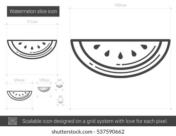 Watermelon vector line icon isolated on white background. Watermelon line icon for infographic, website or app. Scalable icon designed on a grid system.