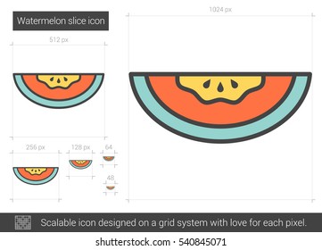 Watermelon vector line icon isolated on white background. Watermelon line icon for infographic, website or app. Scalable icon designed on a grid system.