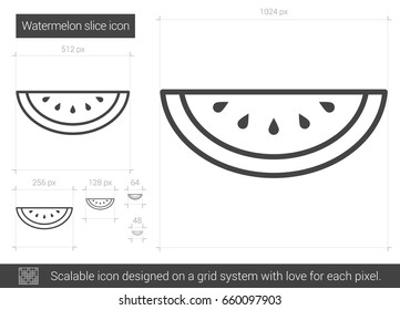Watermelon vector line icon isolated on white background. Watermelon line icon for infographic, website or app. Scalable icon designed on a grid system.