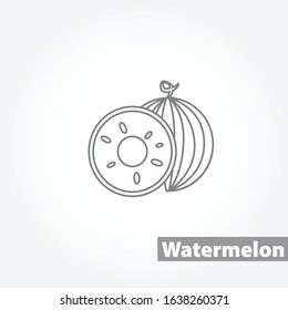 Watermelon vector line icon on white background
