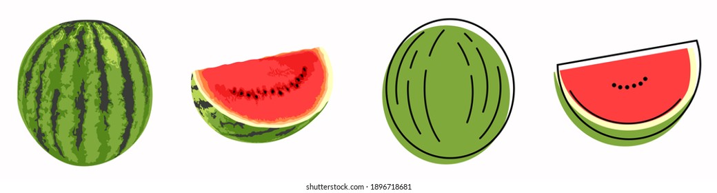 Watermelon Vector - Minimalist Isolated in White Background