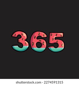 watermelon vector number 365 from fruit strain weed food
