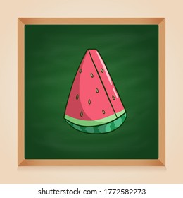 watermelon vector on green chalkboard background