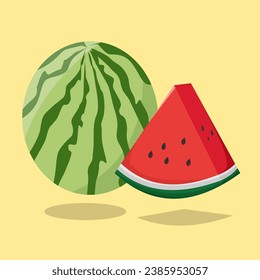 watermelon vector on yellow background