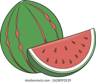 watermelon vector one hole and half isolated on white background.eps