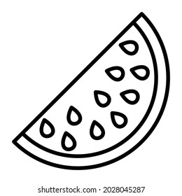Watermelon Vector Outline Icon Isolated On White Background
