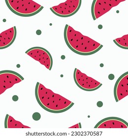 Watermelon vector pattern, flat style illustration.