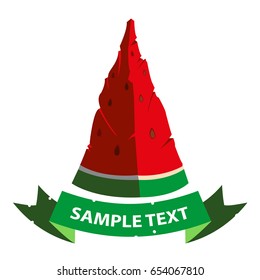 Watermelon, vector piece of watermelon isolated on white background with place for text