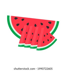 Vector de sandía. fruta roja cortada en trozos con semillas dentro de Comida fresca en verano