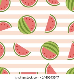 Watermelon vector seamless background. Fresh fruit. 