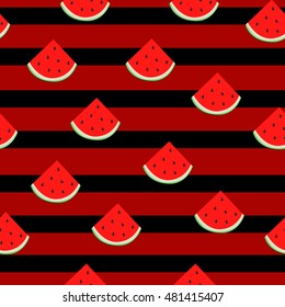 Watermelon vector seamless illustration, summer design background, textile design trend