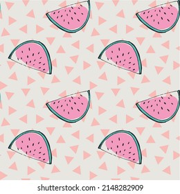 
Watermelon Vector Seamless Patterm. Summer Colorful Tropical Textile Print.