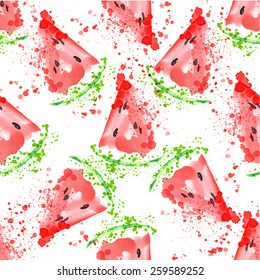 Watermelon vector seamless pattern with watermelon