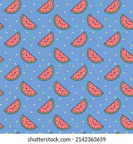 Watermelon vector seamless pattern, bright fruit background