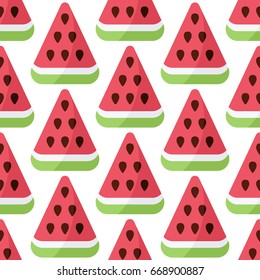 Watermelon vector seamless pattern, flat design of summer food ingredient, vector illustration with swatch