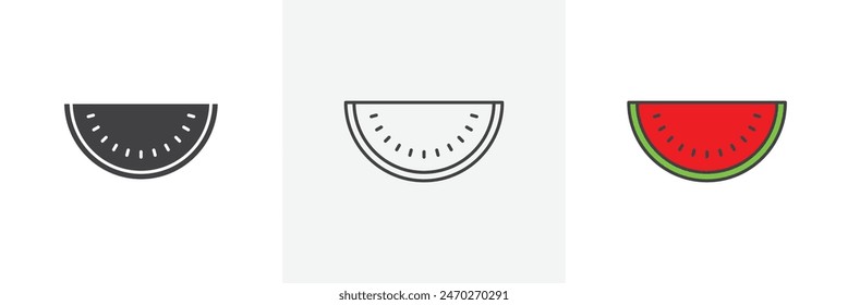 Watermelon vector set. Watermelon slice graphic. Fresh healthy watermelon fruit icon.
