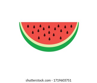 Watermelon vector, simple, flat design style, half watermelon.