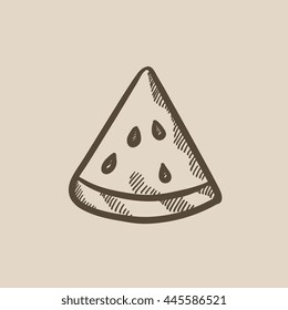 Icono de esbozo vectorial de sandía aislado en el fondo. Icono de la sandía dibujada a mano. Icono de sketch de sandía para infografía, sitio web o aplicación.