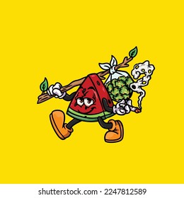 Wassermelone, Vektorrauchgelenk mit Nacktkraut