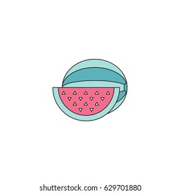 Watermelon vector thin line icon. Colored isolated symbol. Logo template, element for grocery store, food, summer products. Simple mono linear modern design.