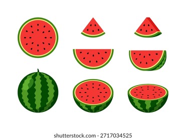 Vector de sandía en varias rodajas
