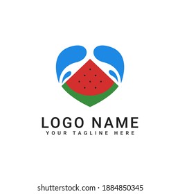 watermelon and water combination logo design