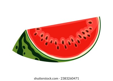 Watermelon watercolor drawing. Natural and organic fruit or berry. Slice of eating with vitamins. Tropical and exotic food. Cartoon flat vector illustration isolated on white background