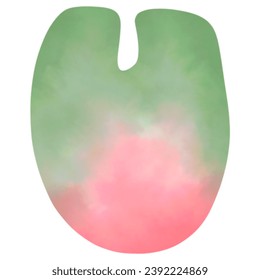 watermelon watercolor green red hand drawn english letters u.