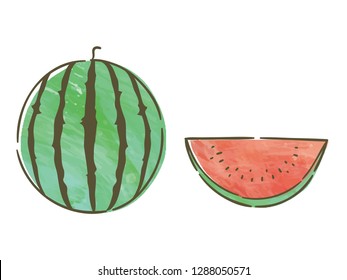 watermelon with watercolor texture