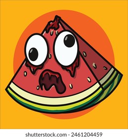 Watermelon wear costumes as a zombie in halloween days. He is scary but funny too.