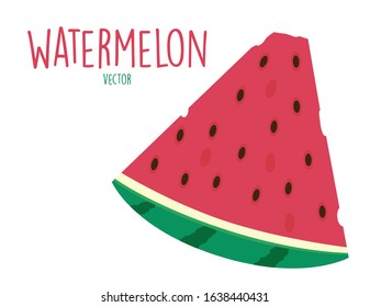 Watermelon Wedge - Flat, Fun Vector Illustration Isolated - Slice of Watermelon Summer Fruit with Seeds